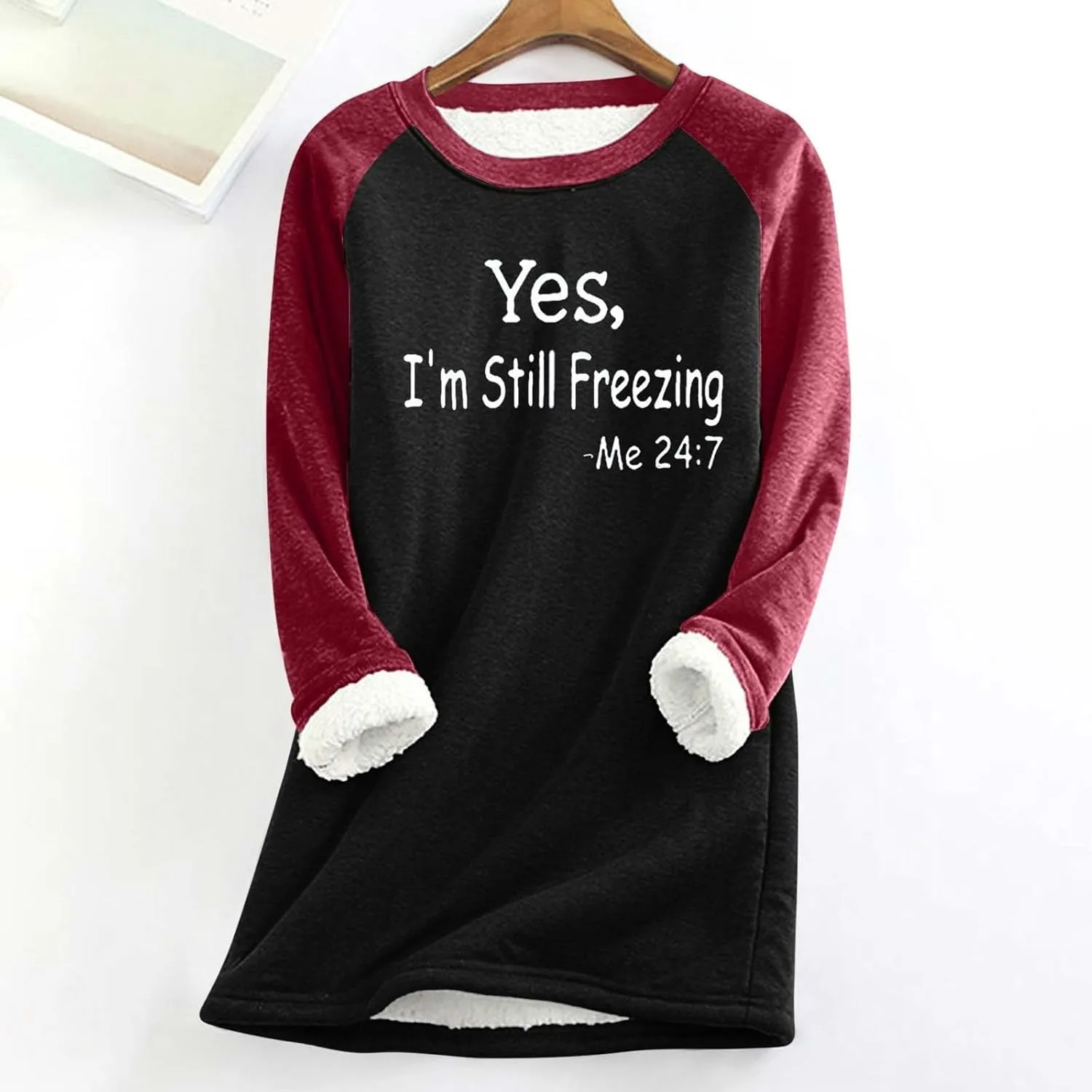 Fleece Sweatshirts for Women Sherpa Lined Winter Warm Funny Sayings Pullover Top Round Neck Long Sleeve Tunic Tops