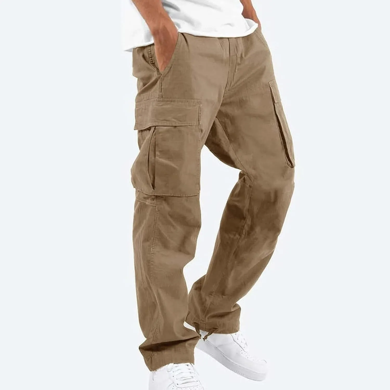 FONMA Mens Cargo Pants with Drawstring Hiking Pants Work Hiking Pants Tactical Pants Joggers Travel Pants Multi Pockets