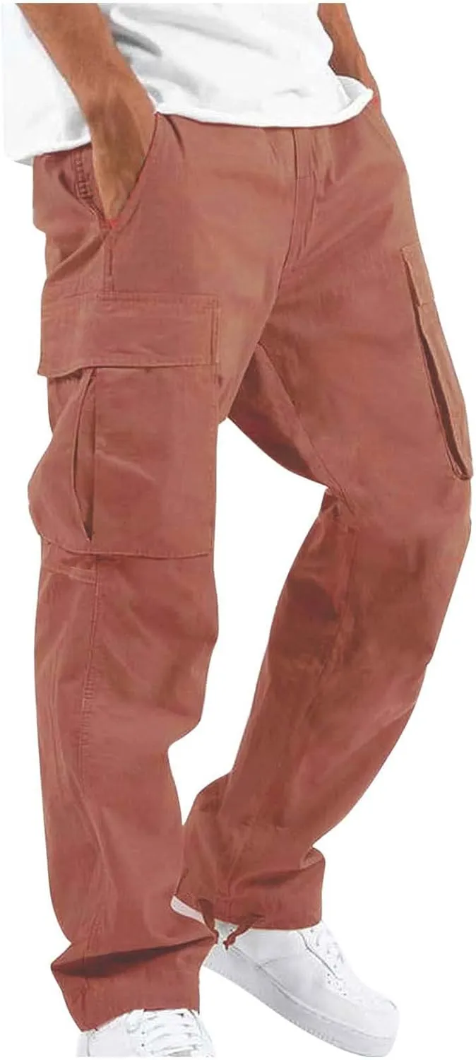 FONMA Mens Cargo Pants with Drawstring Hiking Pants Work Hiking Pants Tactical Pants Joggers Travel Pants Multi Pockets