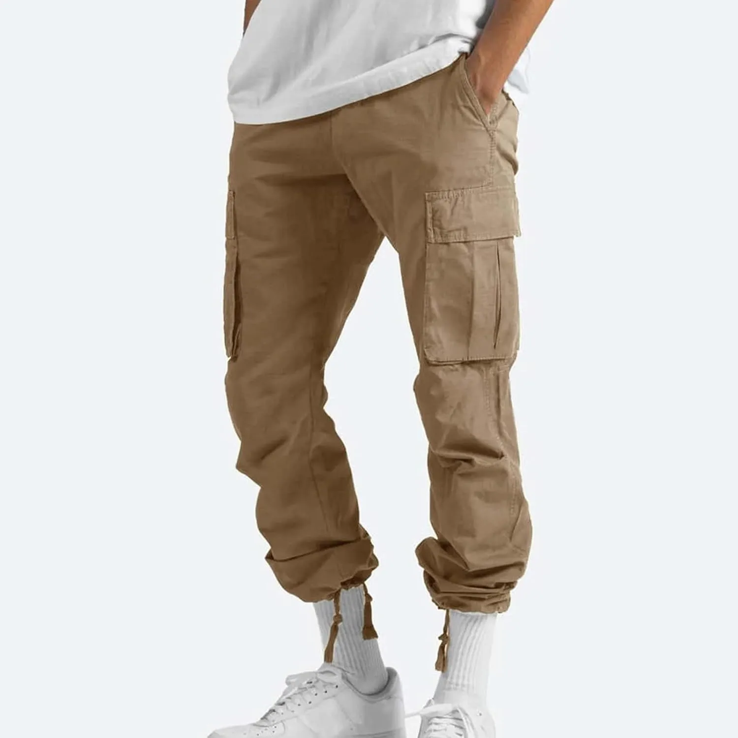 FONMA Mens Cargo Pants with Drawstring Hiking Pants Work Hiking Pants Tactical Pants Joggers Travel Pants Multi Pockets