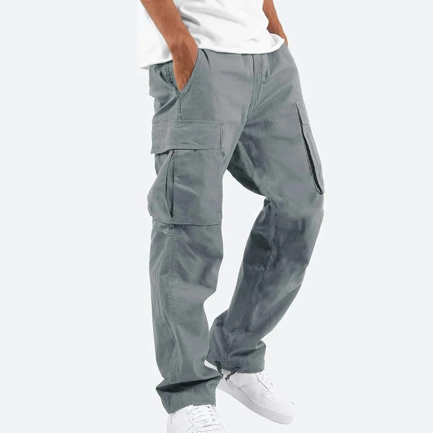 FONMA Mens Cargo Pants with Drawstring Hiking Pants Work Hiking Pants Tactical Pants Joggers Travel Pants Multi Pockets