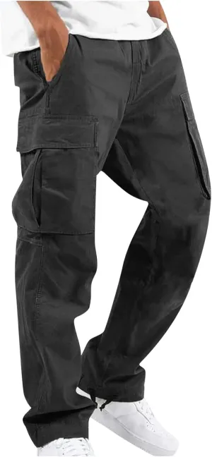 FONMA Mens Cargo Pants with Drawstring Hiking Pants Work Hiking Pants Tactical Pants Joggers Travel Pants Multi Pockets