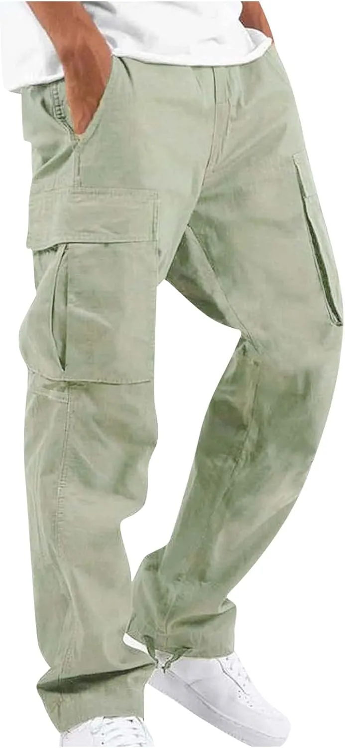 FONMA Mens Cargo Pants with Drawstring Hiking Pants Work Hiking Pants Tactical Pants Joggers Travel Pants Multi Pockets