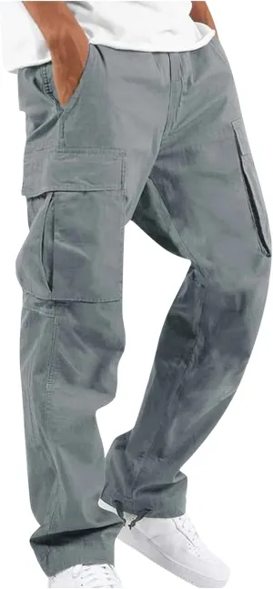 FONMA Mens Cargo Pants with Drawstring Hiking Pants Work Hiking Pants Tactical Pants Joggers Travel Pants Multi Pockets