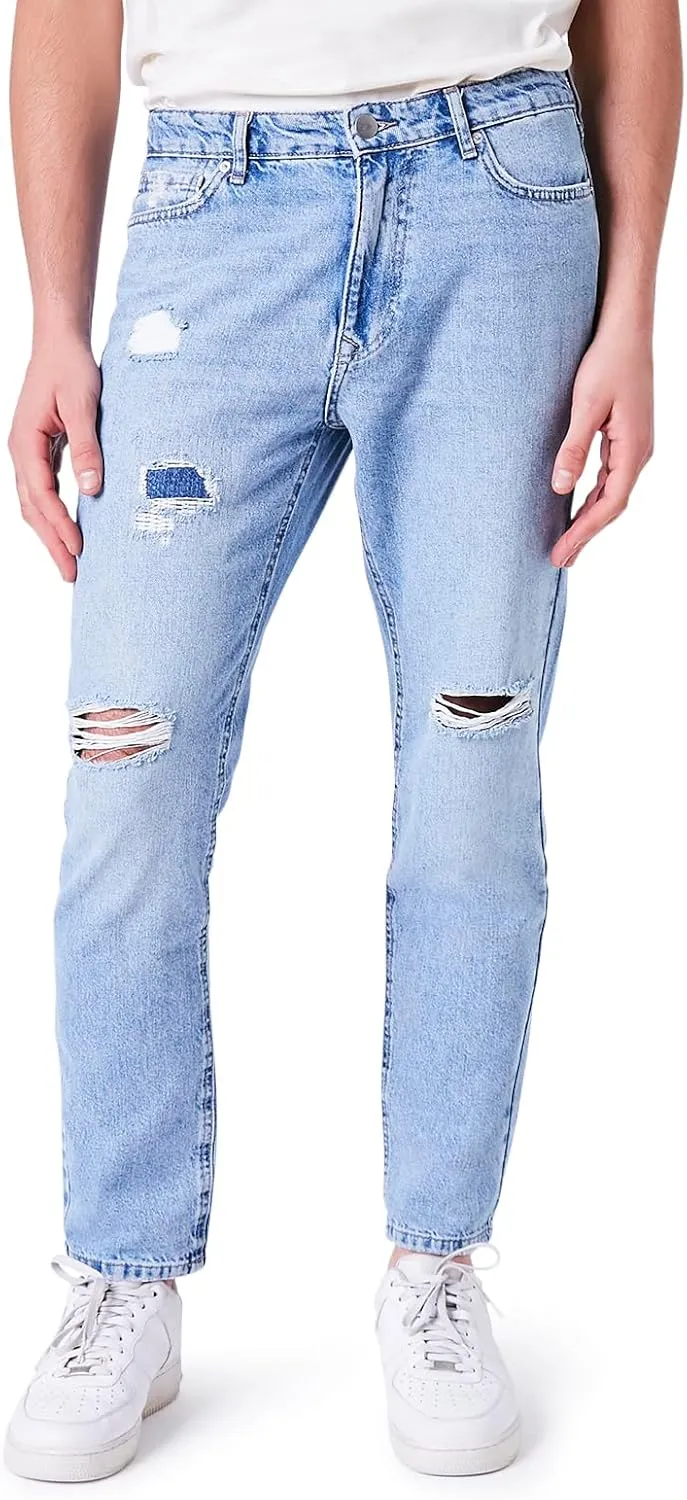 Forever 21 Men's Distressed Straight-Leg Jeans