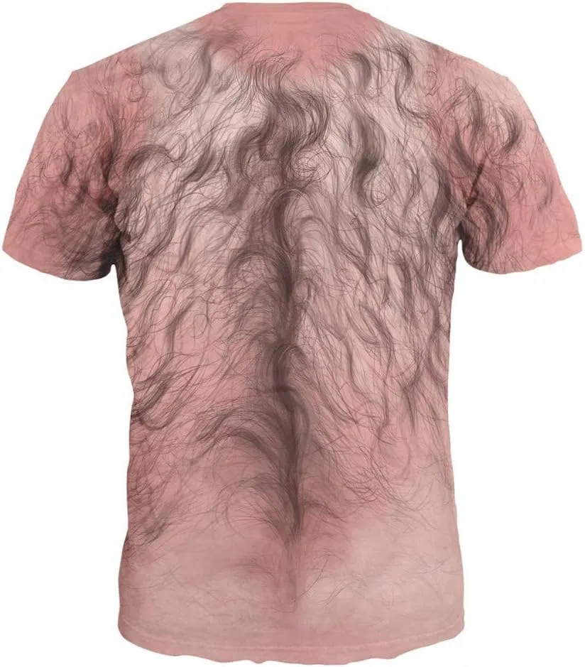 Funny Shirts for Men Hairy Chest Fashion 3D Print T-Shirts Short Sleeve Crewneck Cool Graphic Top Summer T-shirts