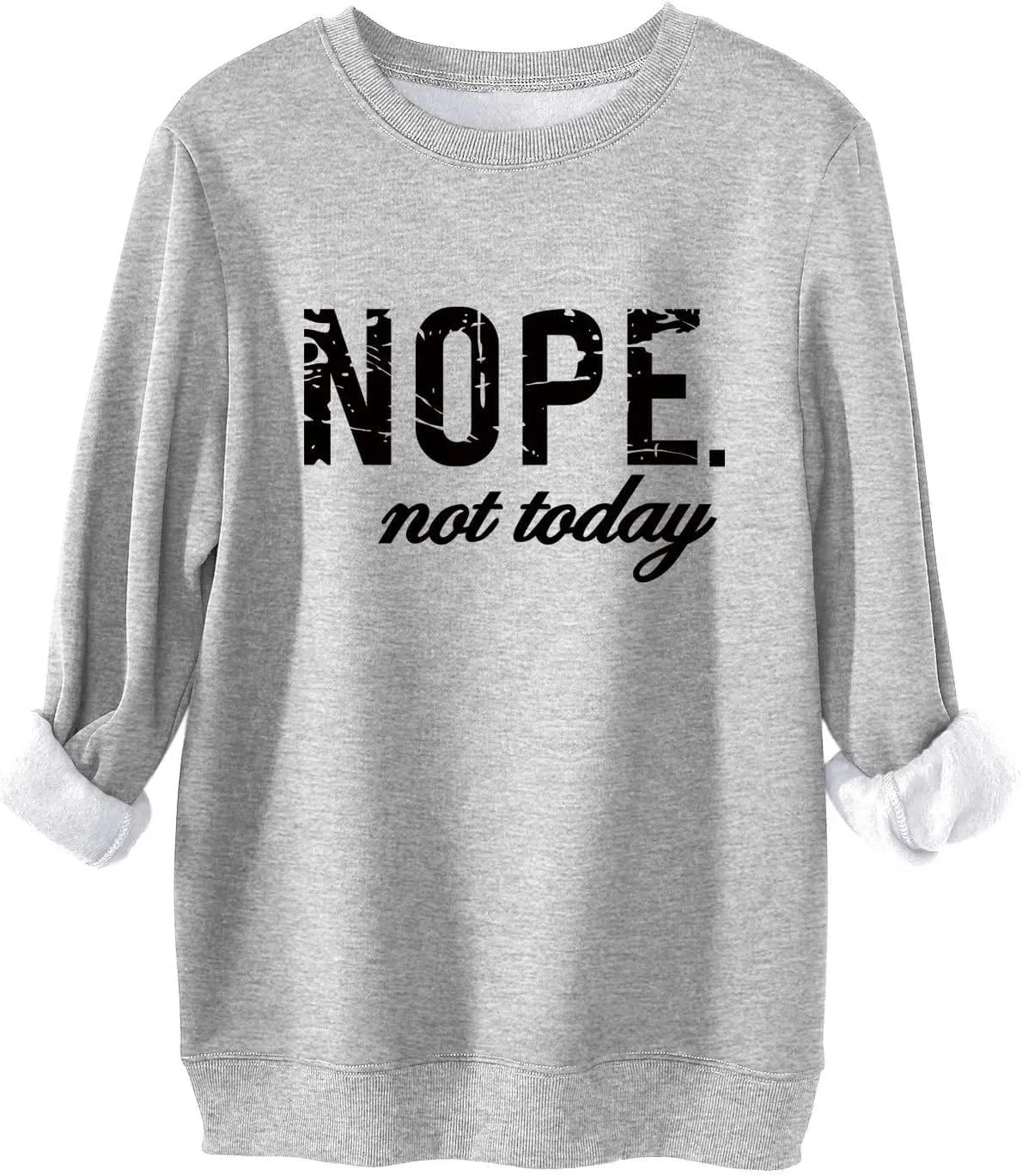Fuyxxmer Nope Not Today Oversized Sweatshirt for women Crew Neck Long Sleeve Shirts Graphic Tee Tops Casual Loose Sweatshirts