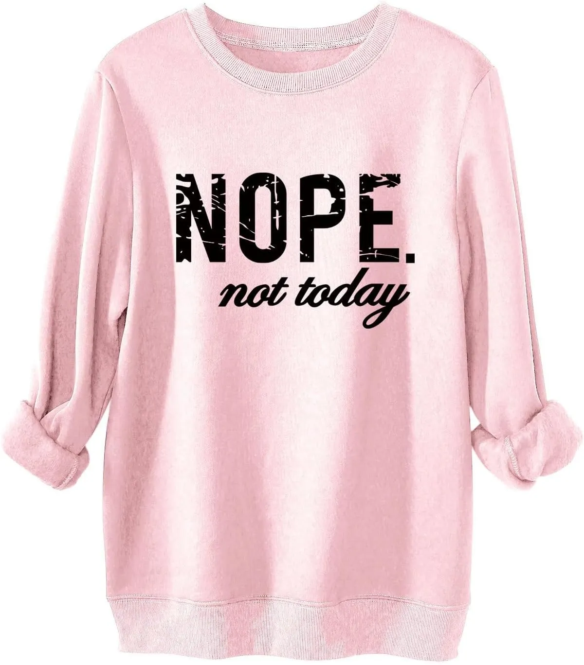 Fuyxxmer Nope Not Today Oversized Sweatshirt for women Crew Neck Long Sleeve Shirts Graphic Tee Tops Casual Loose Sweatshirts