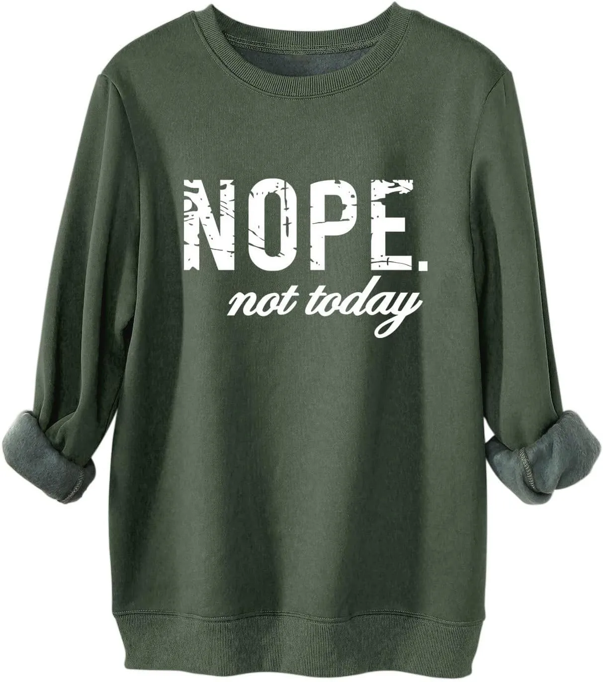 Fuyxxmer Nope Not Today Oversized Sweatshirt for women Crew Neck Long Sleeve Shirts Graphic Tee Tops Casual Loose Sweatshirts