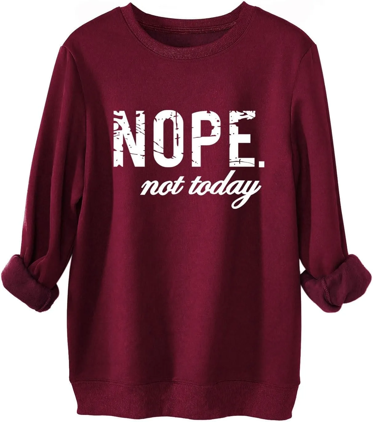 Fuyxxmer Nope Not Today Oversized Sweatshirt for women Crew Neck Long Sleeve Shirts Graphic Tee Tops Casual Loose Sweatshirts