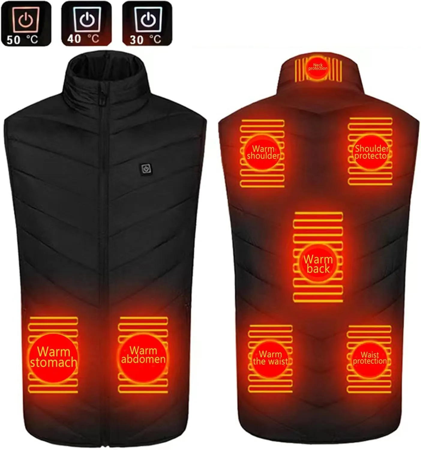 FZVYD Heated Vest for Men Women USB Rechargeable Heated Jackets for Winter Outdoor Warming Gilet Unisex Lightweight Coats
