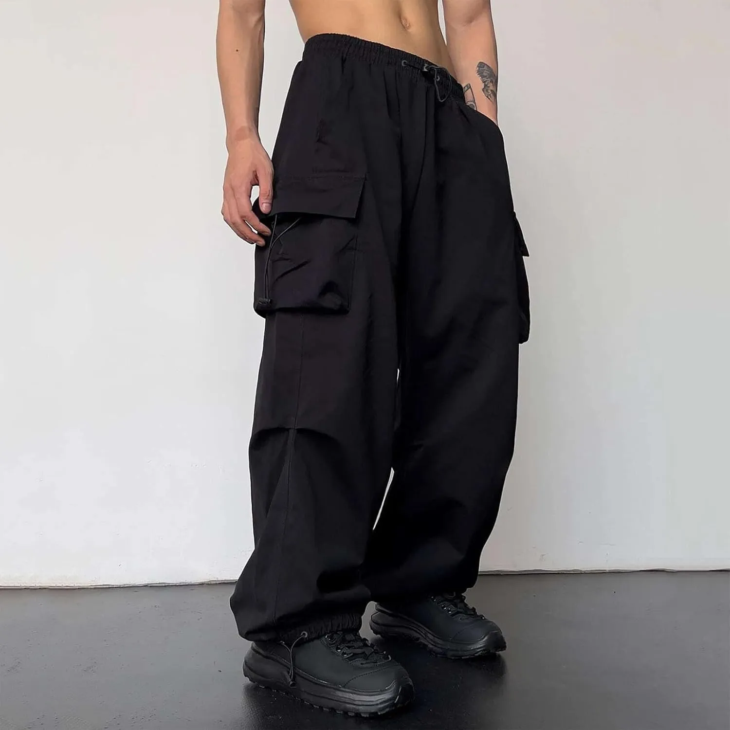 generic Men Pants Casual Summer Wide Leg Trousers Mens Cotton Linen Comfy Baggy Pants Fashoin Solid Elastic Wasit Loungewear