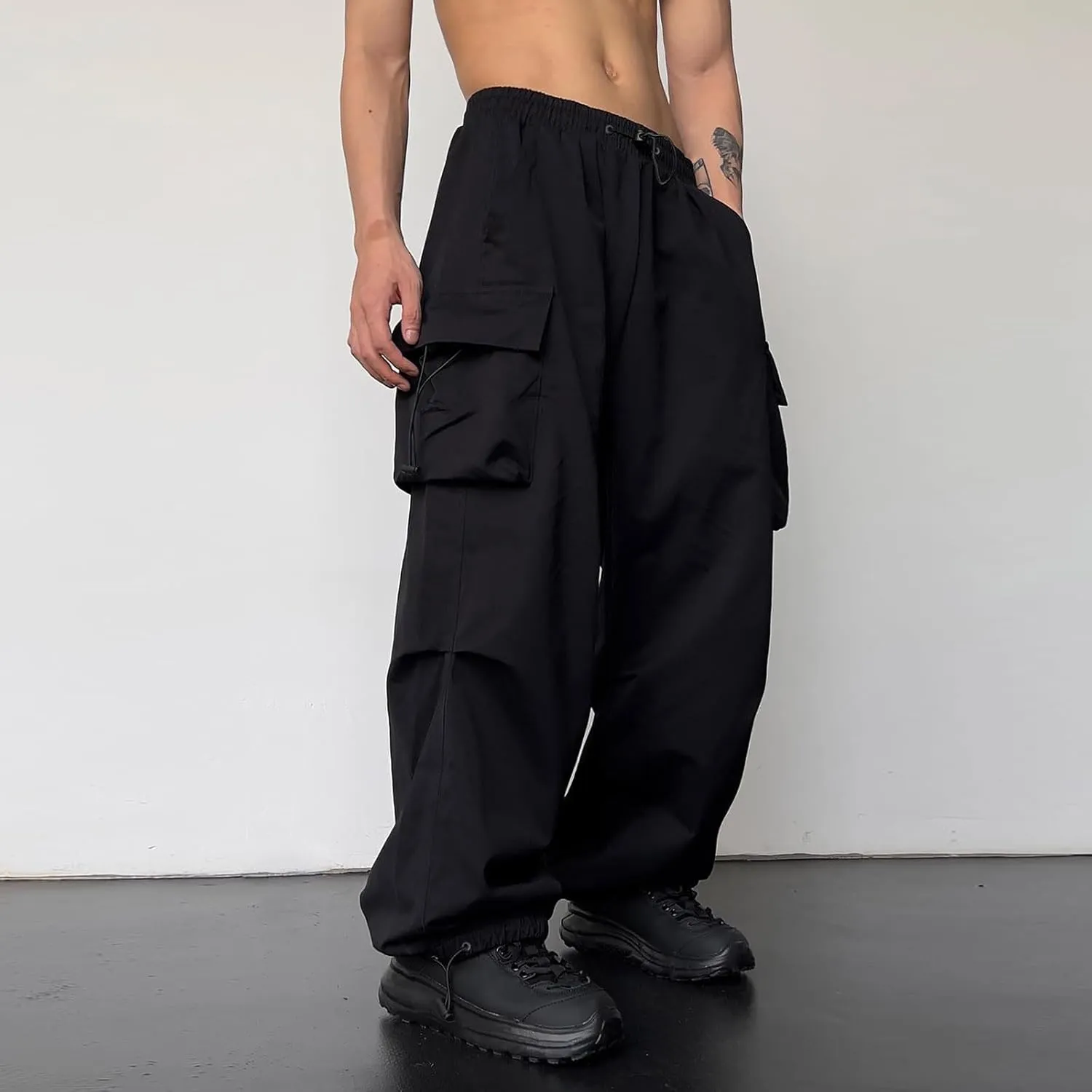 generic Men Pants Casual Summer Wide Leg Trousers Mens Cotton Linen Comfy Baggy Pants Fashoin Solid Elastic Wasit Loungewear