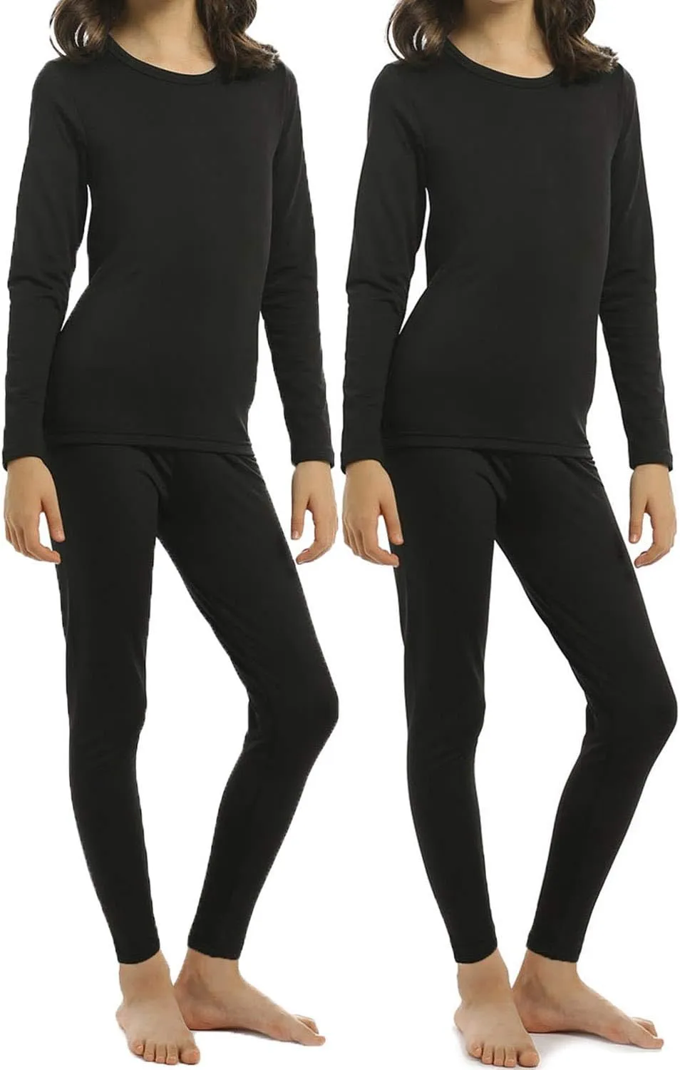 Girls Thermal Underwear Set for Kids Long Johns Fleece Lined Base Layer Top & Bottom Cold Winter Thermals