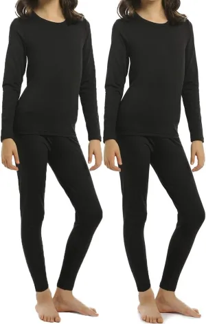 Girls Thermal Underwear Set for Kids Long Johns Fleece Lined Base Layer Top & Bottom Cold Winter Thermals