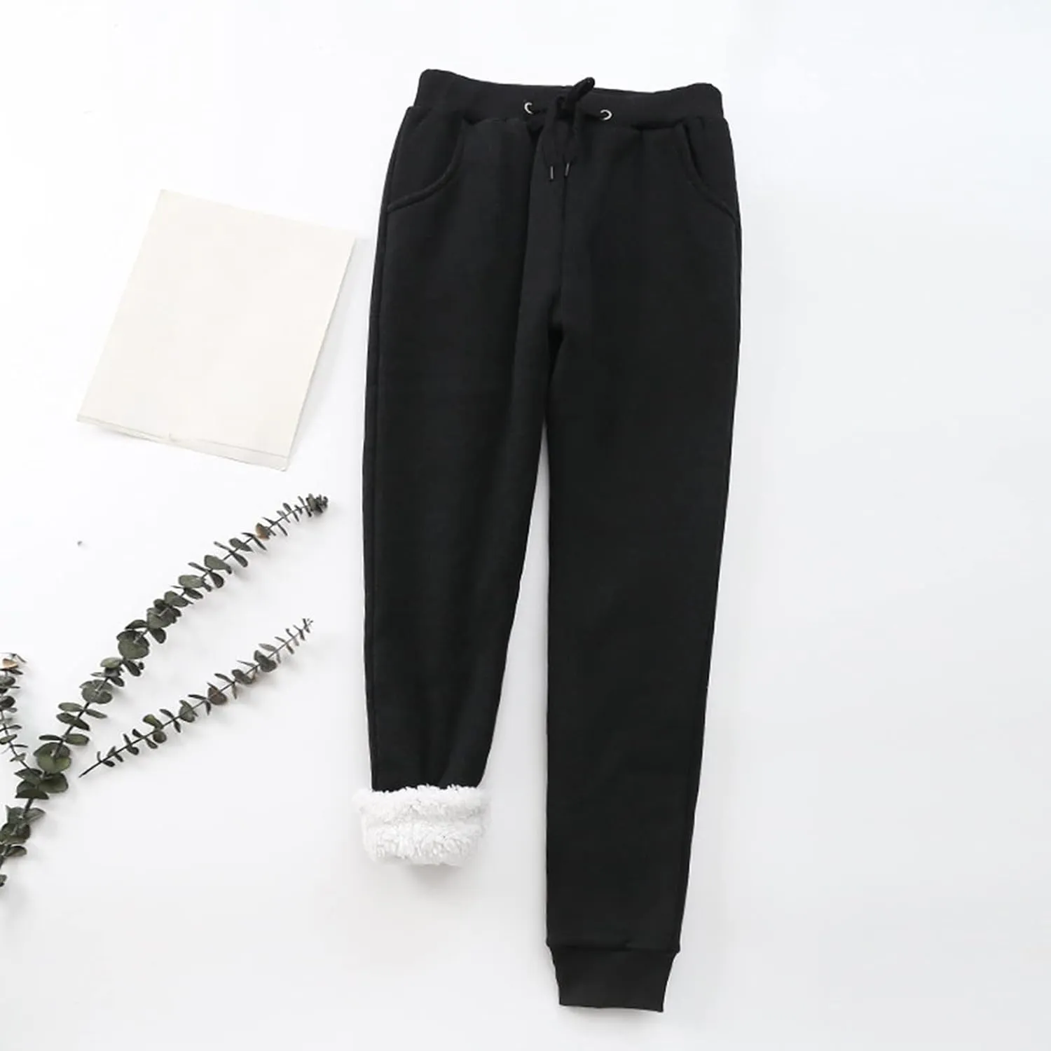 GOKKILRW Womens Fleece Lined Pajamas Lounge Pants Winter Warm Sherpa Sweatpants High Waisted Athltic Sports Pants Joggers