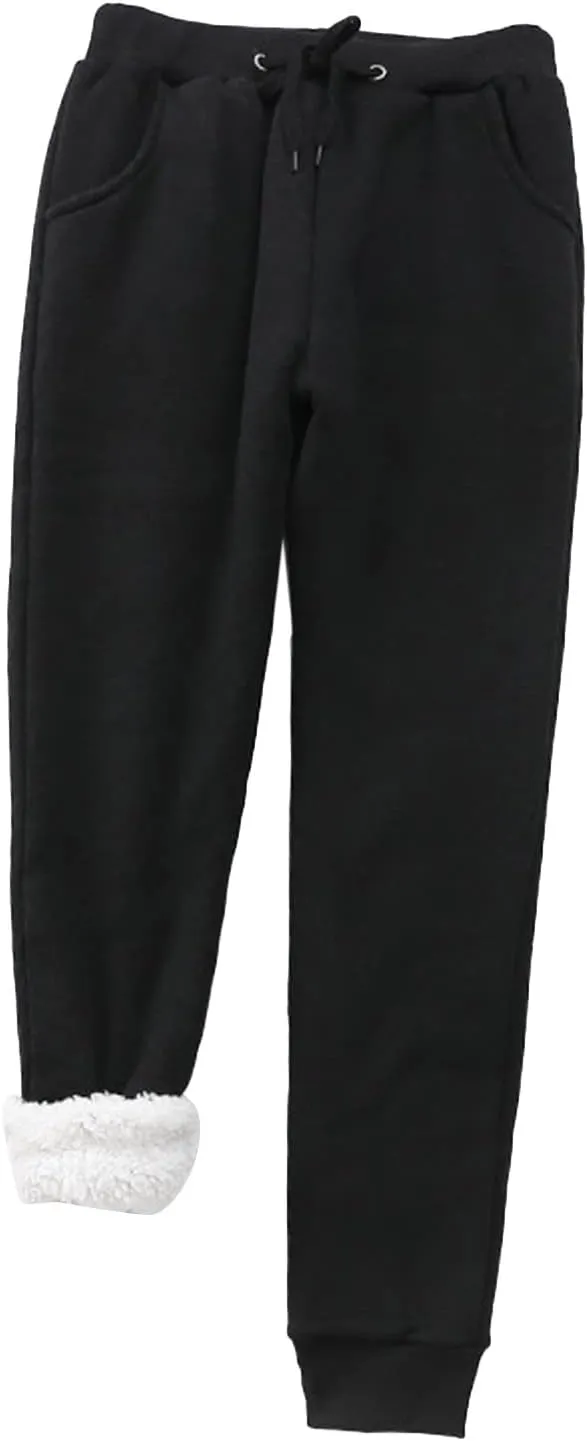 GOKKILRW Womens Fleece Lined Pajamas Lounge Pants Winter Warm Sherpa Sweatpants High Waisted Athltic Sports Pants Joggers