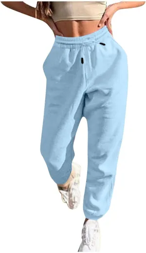 Gumipy Sweat Pants for Womens High Waisted Y2k Trendy Joggers Pants Fleece Lined Lounge Trousers with Pockets Activewear