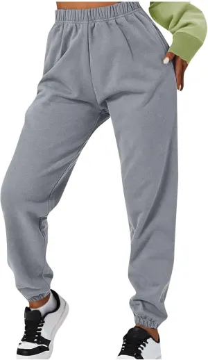Gumipy Sweat Pants for Womens Plus Size Ultra-Soft Solid Joggers with Pockets Baggy Fleece Lined Lounge Pants Activewear