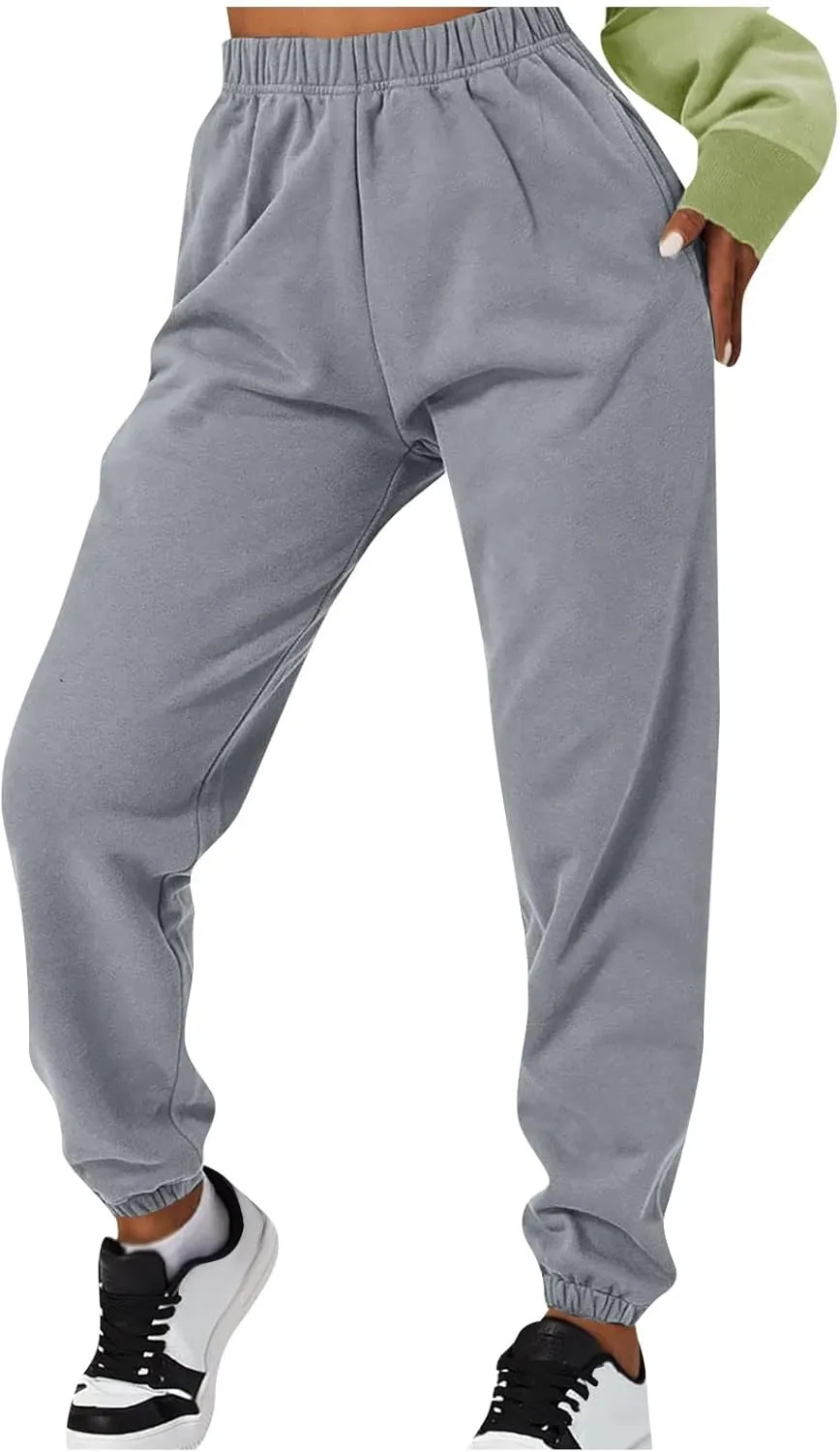 Gumipy Sweat Pants for Womens Plus Size Ultra-Soft Solid Joggers with Pockets Baggy Fleece Lined Lounge Pants Activewear