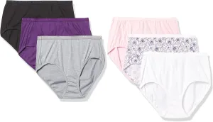 Hanes womens High-waisted Briefs Panties Pack, Lightweight Moisture-wicking Underwear, 6-pack