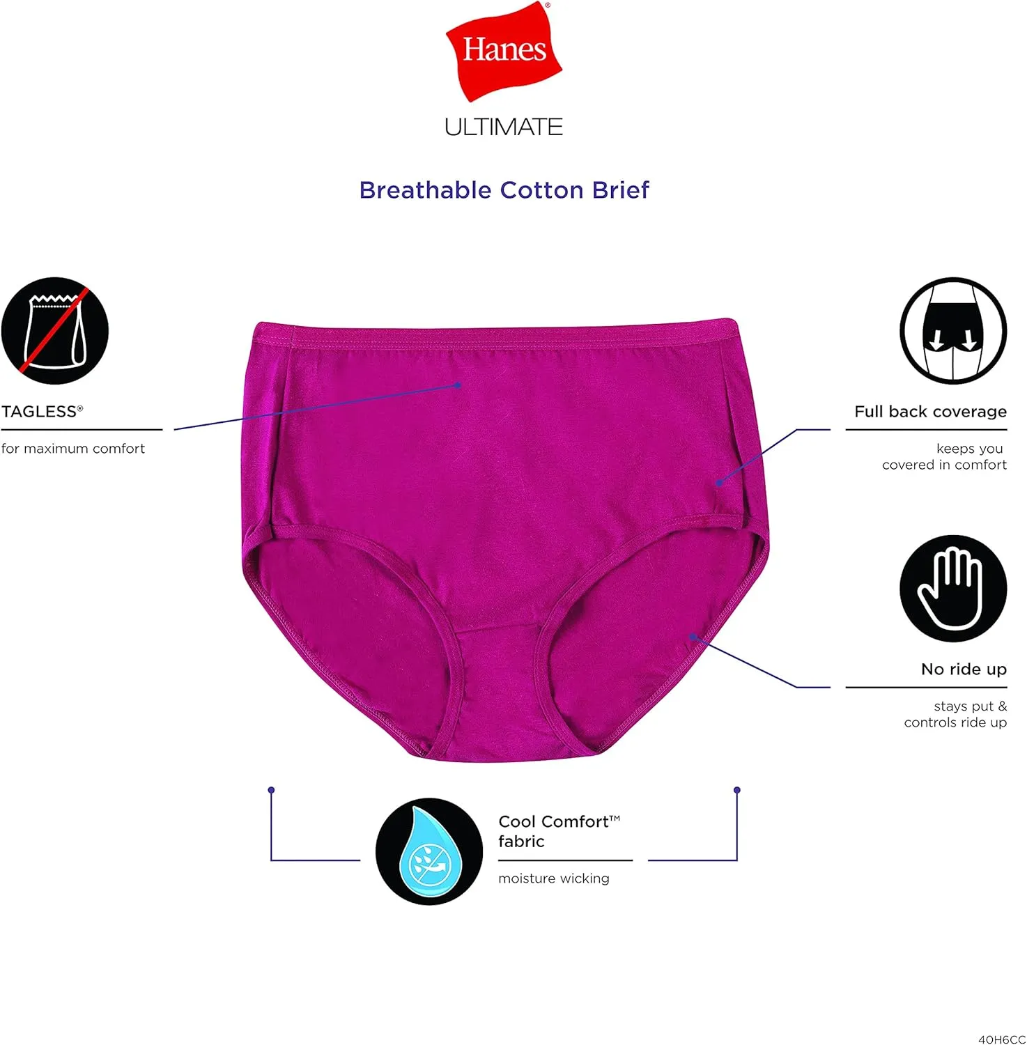 Hanes womens High-waisted Briefs Panties Pack, Lightweight Moisture-wicking Underwear, 6-pack