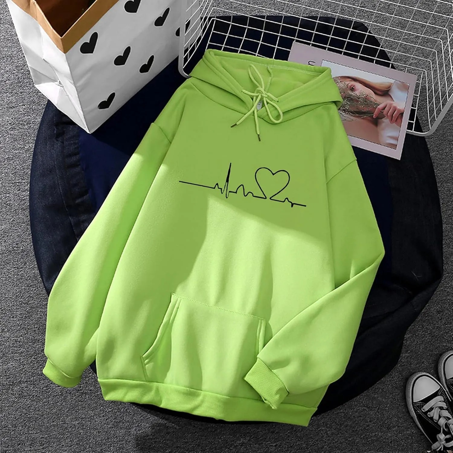 Hasta Womens String Hoodies Sweatshirts with Pockets Oversized Activewear Sweatsuits Print Athleisure Pullover Tops Unisex