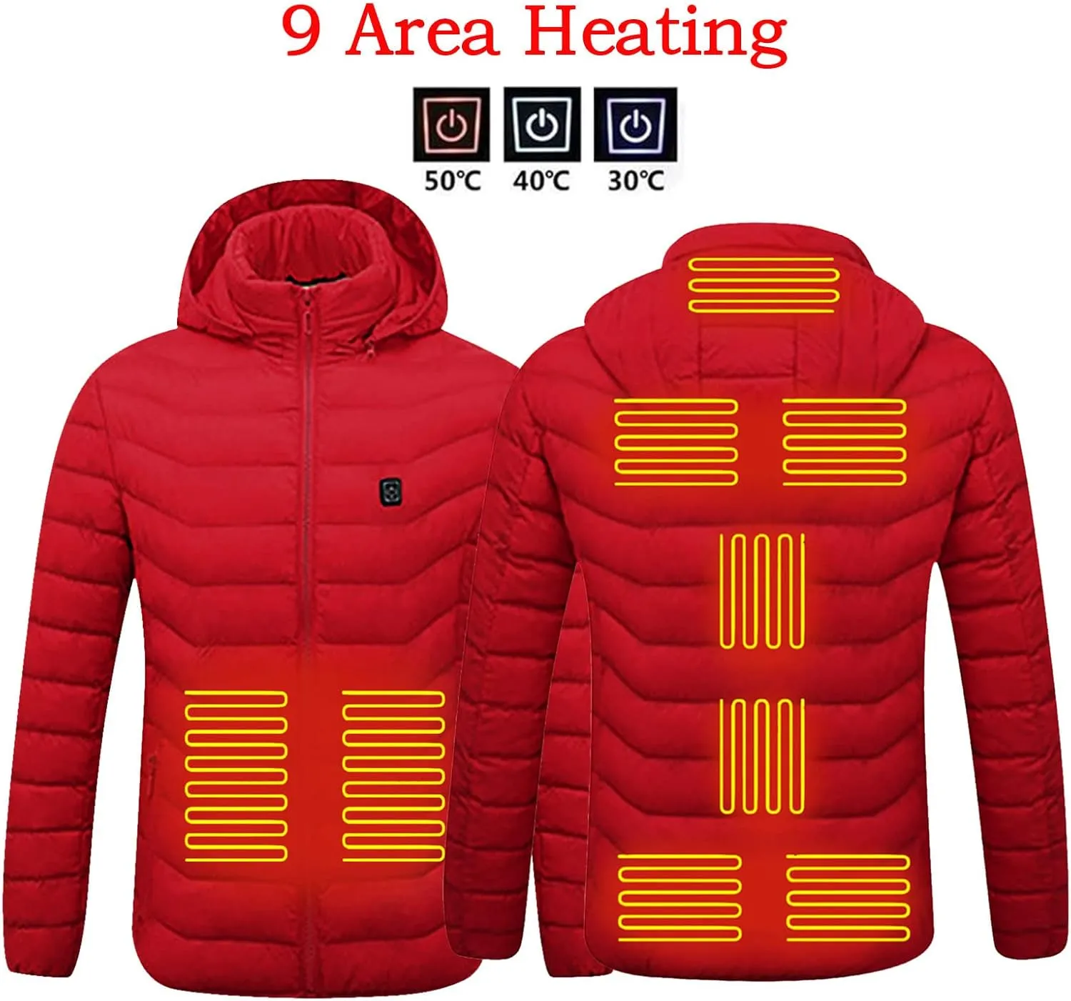 Heated Jacket for Men Multi Heated Zones Women 2024 Winter Outdoor Soft Shell Electric Heating Hooded Windproof Coat