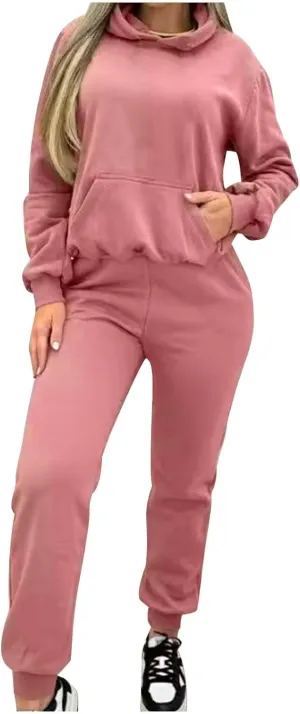 HGps8w 2 Piece Outfits for Women Sweatsuit - Winter Fleece Lined Pullover Hoodies and Jogger Pants Lounge Matching Sets