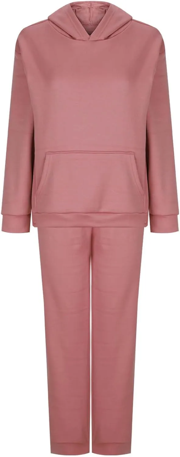 HGps8w 2 Piece Outfits for Women Sweatsuit - Winter Fleece Lined Pullover Hoodies and Jogger Pants Lounge Matching Sets