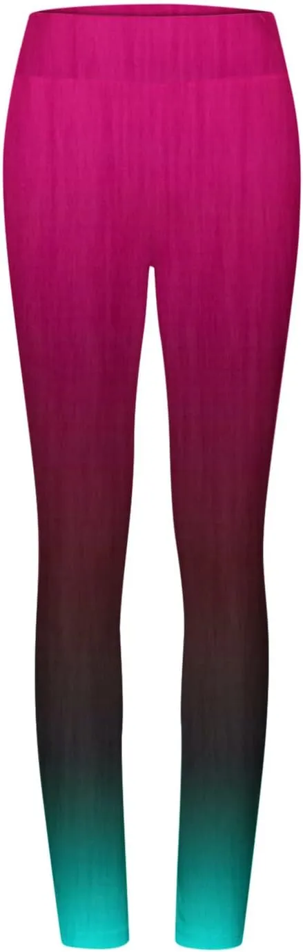 High Waisted Leggings for Women Gradient Shapewear Leggings Fitness Sports Running Yoga Athletic Pants Activewear