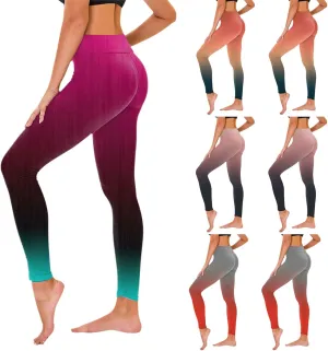 High Waisted Leggings for Women Gradient Shapewear Leggings Fitness Sports Running Yoga Athletic Pants Activewear