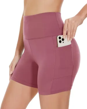 HIGHDAYS 5” Biker Shorts for Women with Pockets-High Waist Tummy Control Spandex Workout Yoga Running Gym Activewear