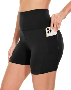 HIGHDAYS 5” Biker Shorts for Women with Pockets-High Waist Tummy Control Spandex Workout Yoga Running Gym Activewear