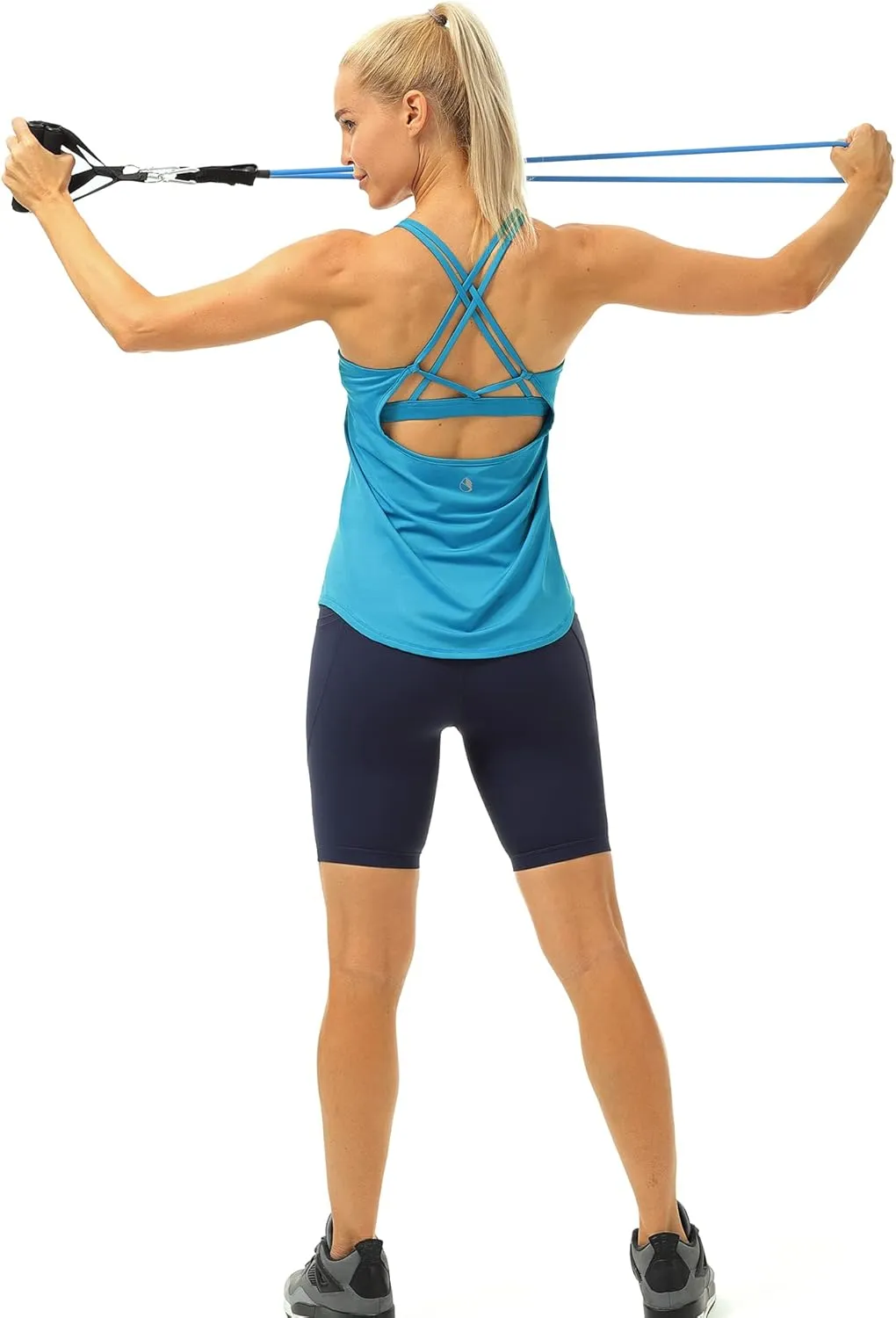 icyzone Workout Tank Tops Built in Bra - Women's Strappy Athletic Yoga Tops, Running Exercise Gym Shirts