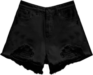 Jean Shorts for Women High Waisted Denim Shorts Summer Casual Distressed Ripped Jeans Short Raw Hem Loose Fit Jeans
