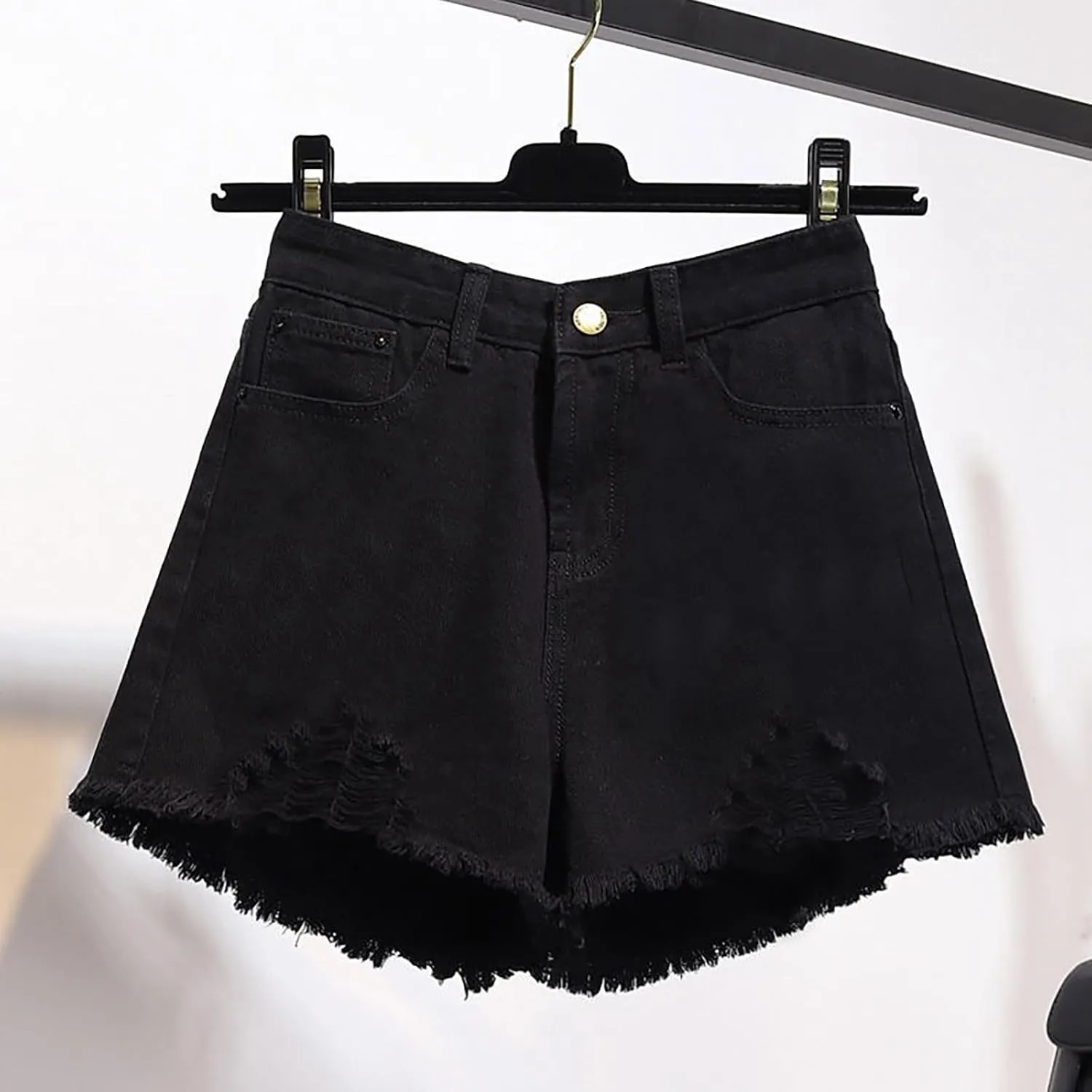 Jean Shorts for Women High Waisted Denim Shorts Summer Casual Distressed Ripped Jeans Short Raw Hem Loose Fit Jeans