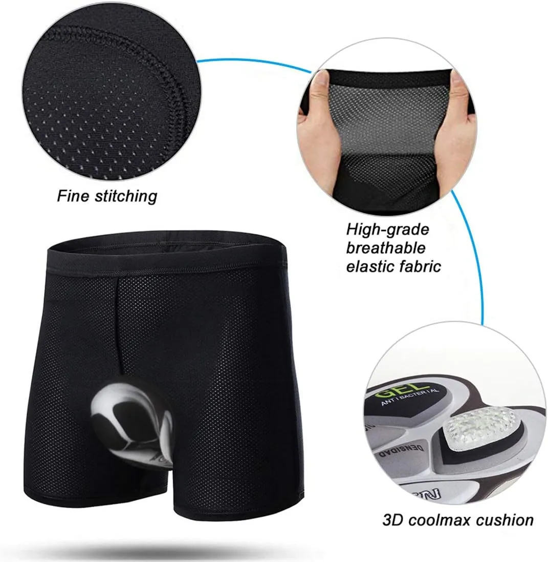 JEPOZRA Men's Cycling Underwear Shorts 3D Padded Bike Shorts Breathable Quick Dry Pants