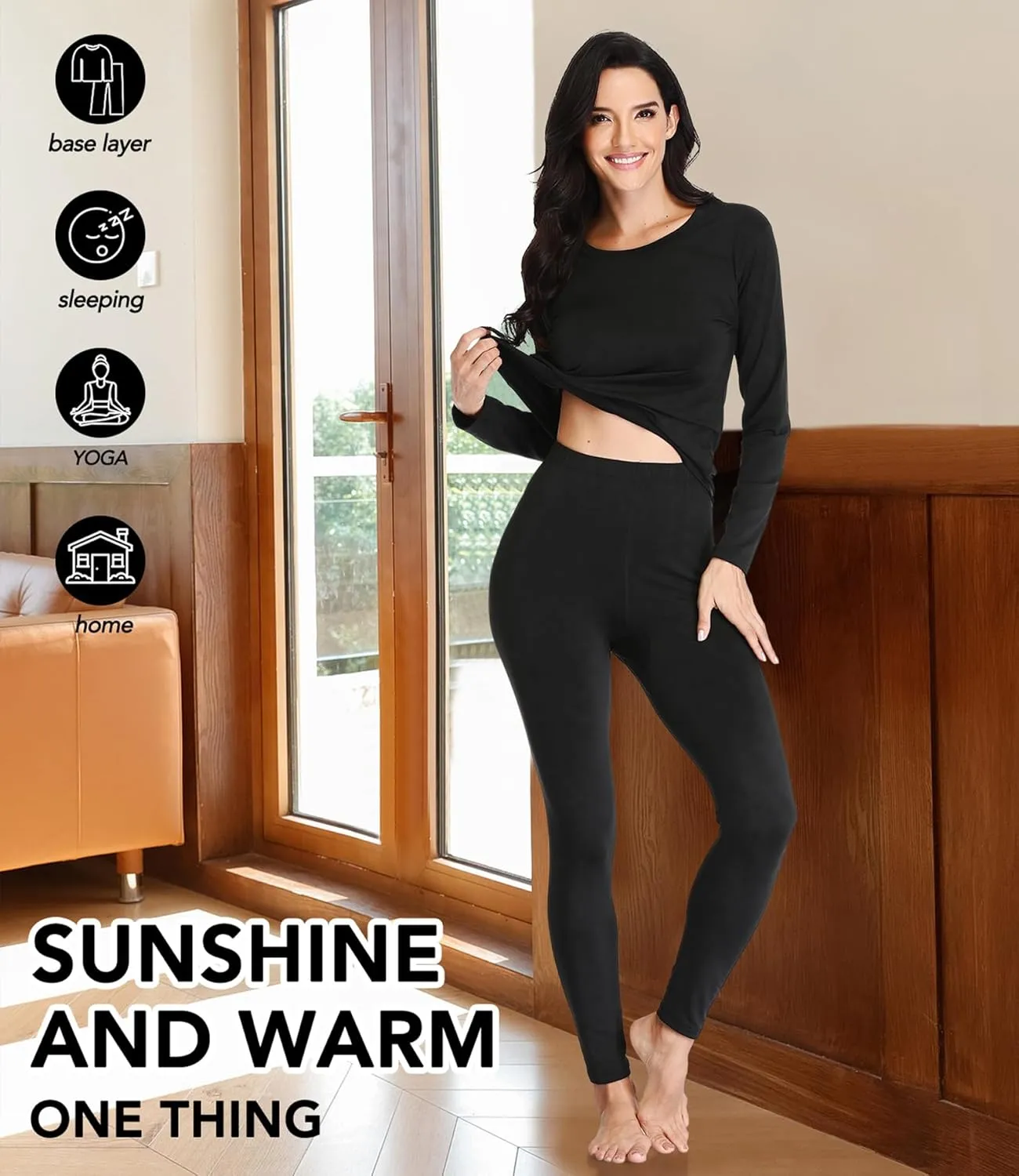 JZCreater Women Thermal Underwear Set, Long Johns Base Layer Top & Bottom, Women Soft Pajama Set for Cold Weather