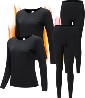 JZCreater Women Thermal Underwear Set, Long Johns Base Layer Top & Bottom, Women Soft Pajama Set for Cold Weather