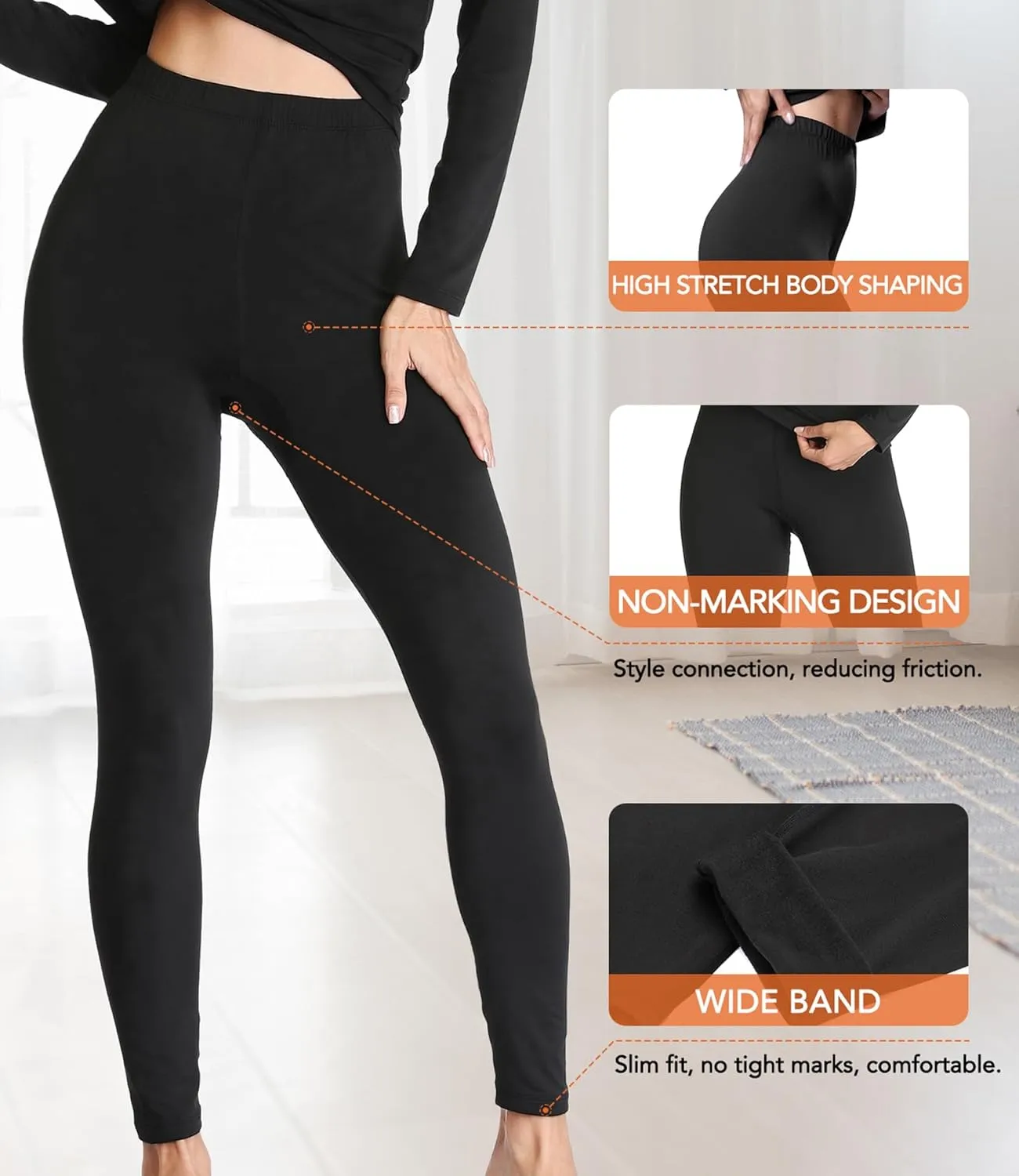 JZCreater Women Thermal Underwear Set, Long Johns Base Layer Top & Bottom, Women Soft Pajama Set for Cold Weather