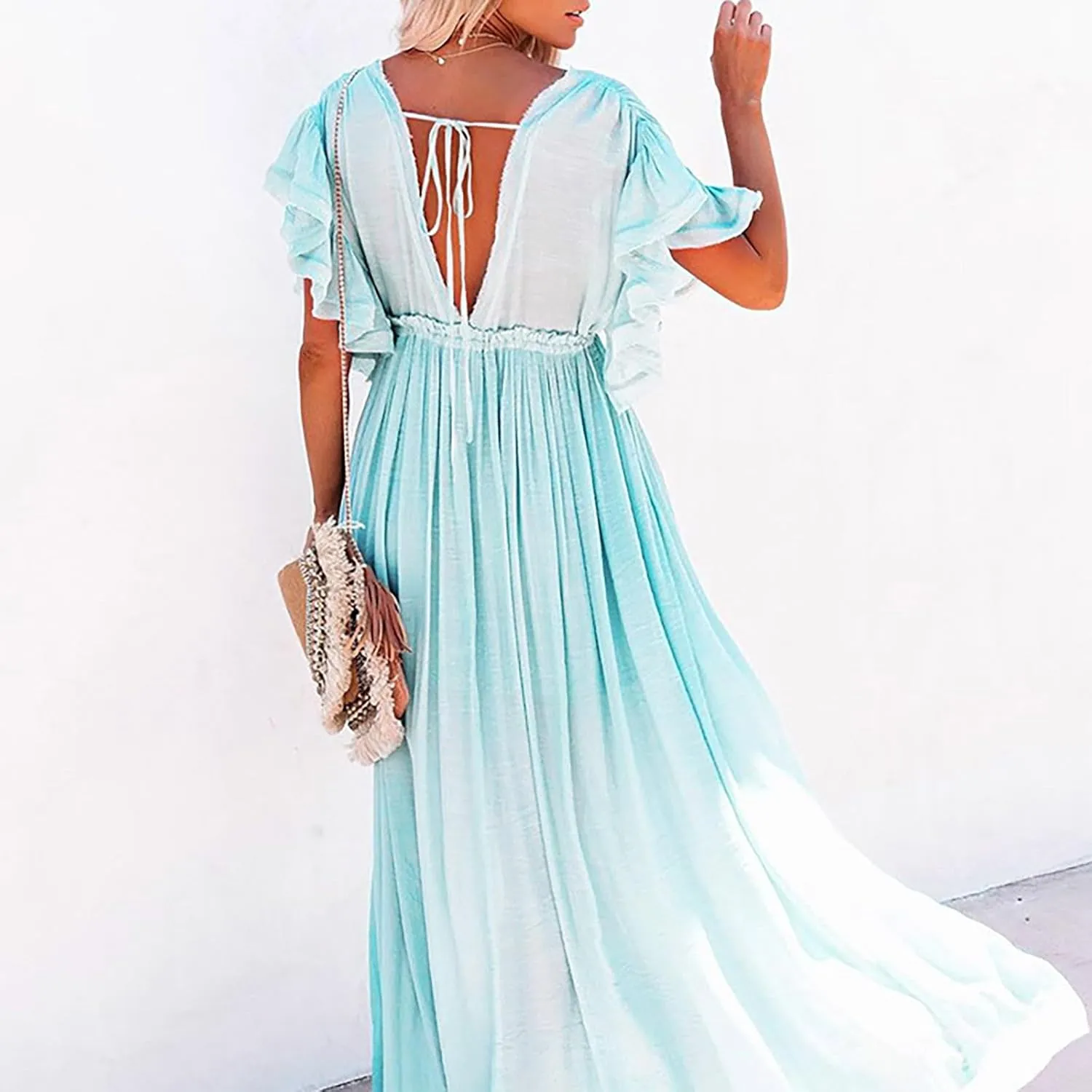 Kaftan Dresses for Women Plus Size Batwing Sleeve Caftans Long Bathing Suit Cover Up Maxi Beach Dress Loungewear