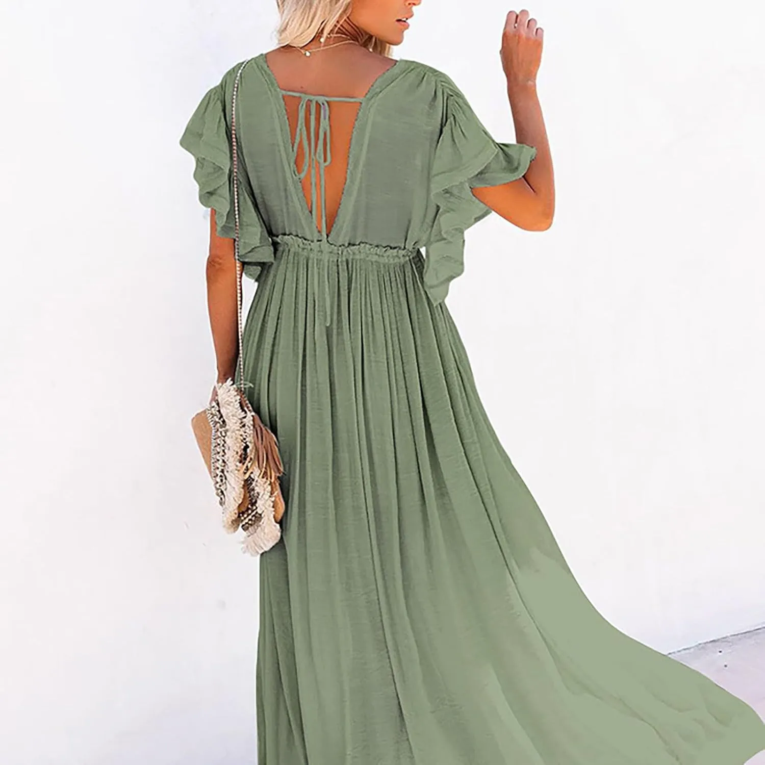 Kaftan Dresses for Women Plus Size Batwing Sleeve Caftans Long Bathing Suit Cover Up Maxi Beach Dress Loungewear