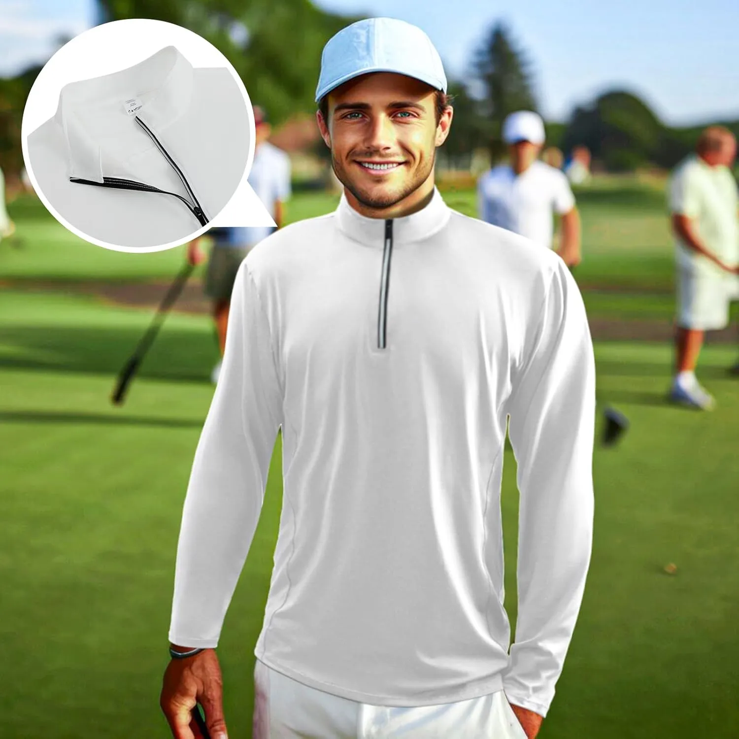 KAKU NANU Mens Quarter Zip Pullover Athletic Long Sleeve Sweatshirt Mock Neck Quick Dry Sun Shirt for Workout