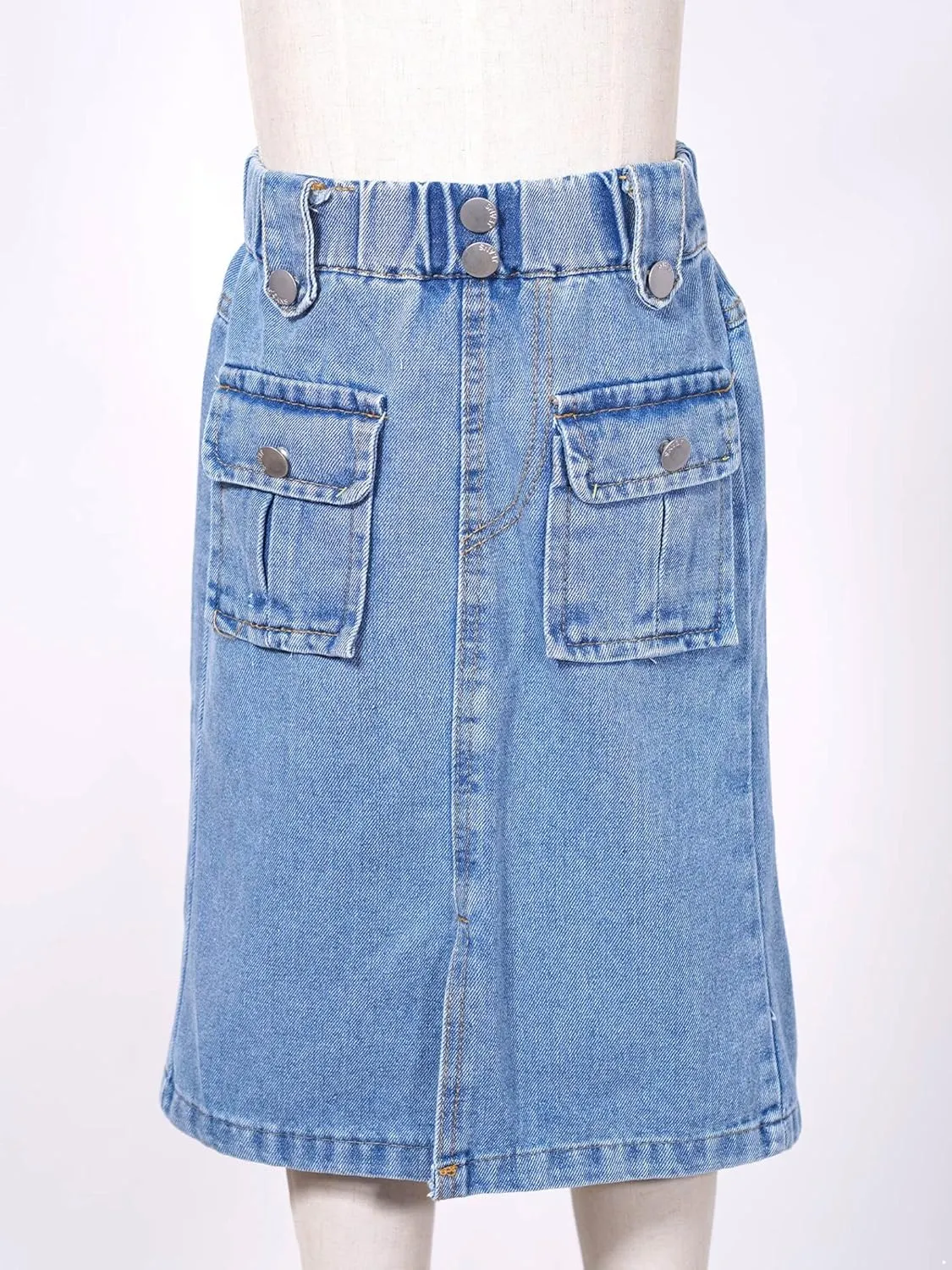 Kids Girls Denim Skirts Long Pencil Jean Skirt Cargo Skirt Summer Casual Denim Skirt