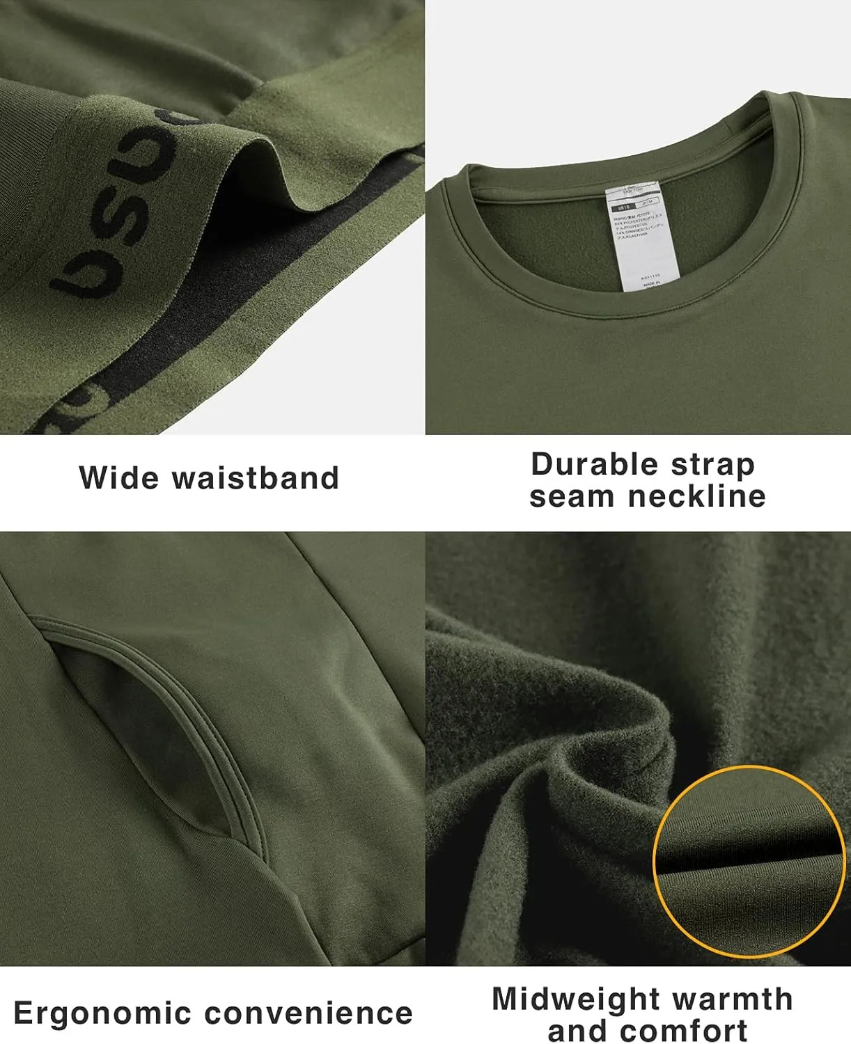 LAPASA Men's Thermal Underwear Set Soft Fleece Lined Long Johns Light/Mid/Heavy Weight Base Layer Top & Bottom M11/M24/M57