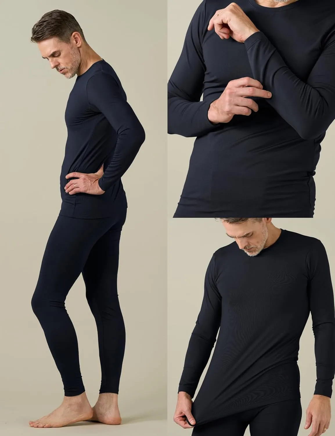 LAPASA Men's Thermal Underwear Set Soft Fleece Lined Long Johns Light/Mid/Heavy Weight Base Layer Top & Bottom M11/M24/M57