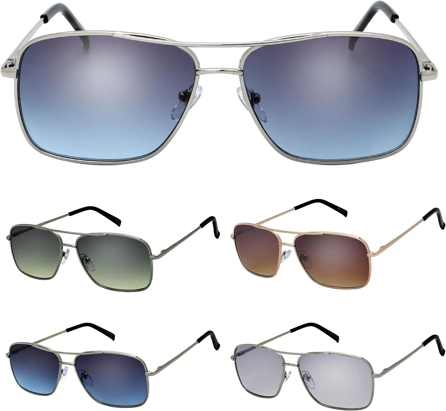 Lightweight Beach Rectangular Metal Sunglasses UV400 Protection - Gift Box Packaged