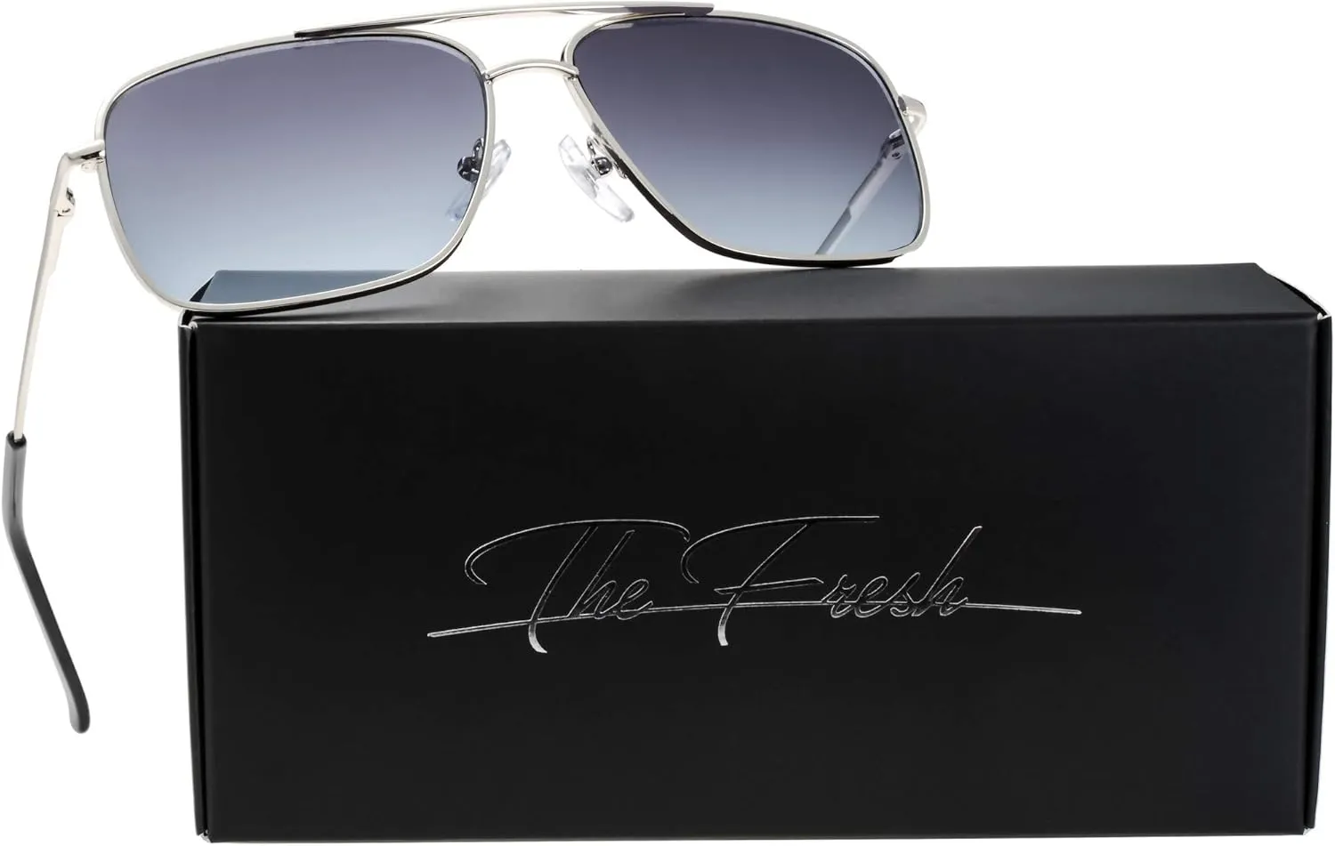 Lightweight Beach Rectangular Metal Sunglasses UV400 Protection - Gift Box Packaged
