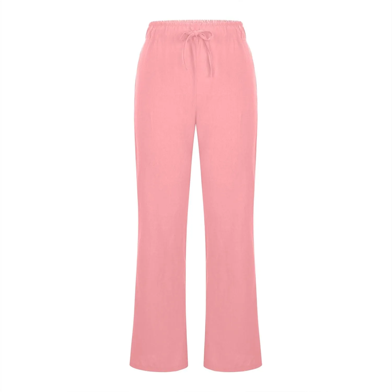 Linen Pants Women High Waisted Flare Palazzo Pants Summer Wide Leg Pants Elastic Waist Beach Pants Lounge Trousers